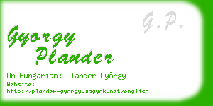gyorgy plander business card