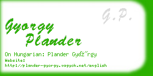 gyorgy plander business card